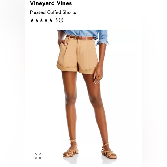 Vineyard Vines Pants - Vineyard Vines Women's Pleated Cuffed Tan Shorts